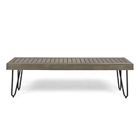 Jane Industrial Wood & Metal Bench (Modern, Weather-Resistant, Acacia Wood)