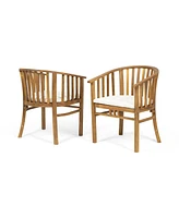 Simplie Fun Acacia Wood Dining Chair With Water-Resistant Cushions