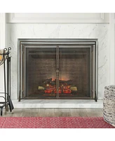 Streamdale Furniture Samantha Matte Black Iron Fireplace Screen