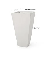 Streamdale Furniture Modern Cast Stone Planter, White, 13