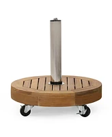 Streamdale Furniture Acacia Wood Umbrella Base With Concrete Core