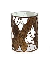 Simplie Fun Glam Fish Scale Side Table With Tempered Glass Top