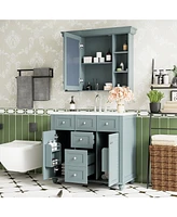 Streamdale Furniture 36'' Bathroom Vanity with Mirror Cabinet, Ample Storage, Soft-Close Doors & Drawers