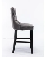 Luxurious Velvet Barstools with Button Tufted Backrest (Set Of 2)
