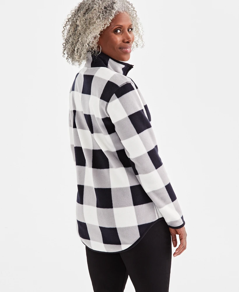 Style & Co Women's Plaid Fleece Quarter-Zip Sweatshirt, Created for Macy's