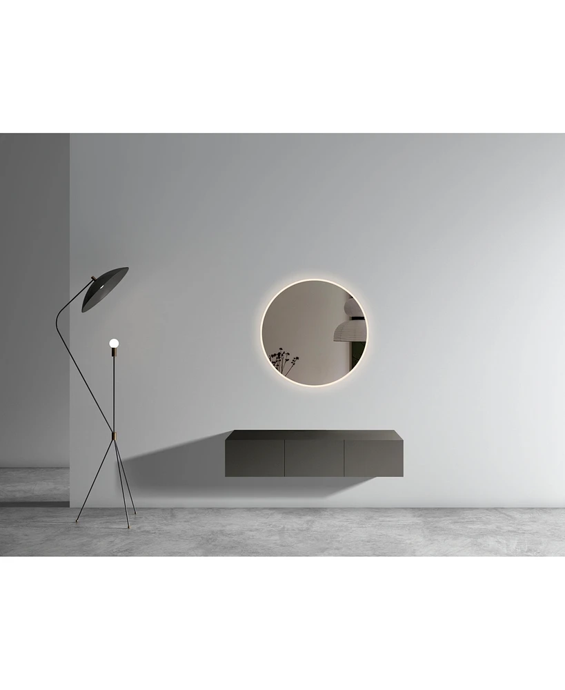 Simplie Fun Matt Gray Floating Bathroom Cabinet with Soft-Close Doors