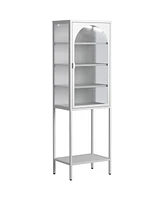 5-Tier Metal Glass Door Storage Cabinet with Adjustable Shelves