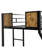 Streamdale Furniture Twin Over Full Metal Bunk Bed with Storage