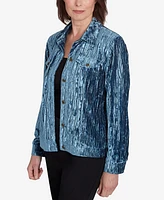 Alfred Dunner Women's Harvest Moon Crushed Velvet Button Jacket