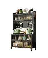 Kitchen Storage Cabinet: Bakers Rack, Microwave Shelf, Organizer