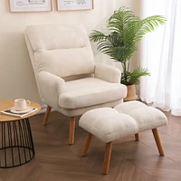 Adjustable Accent Chair with Ottoman, Mid-Century Modern Lounge Chair