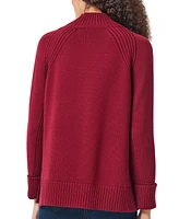 Jones New York Petite Mock-Neck Ribbed-Panel Sweater