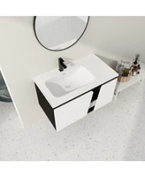 36" Wall-Mounted Vanity with Ceramic Sink & Soft-Close Doors