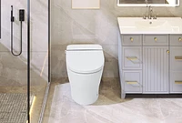 Compact Toilet with Self-Cleaning Nozzle, Dual Flush, Foot Sensor, Night Light