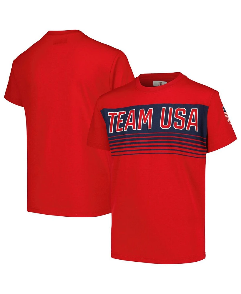 Outerstuff Big Boys and Girls Red Team Usa Bold Stripes T-Shirt