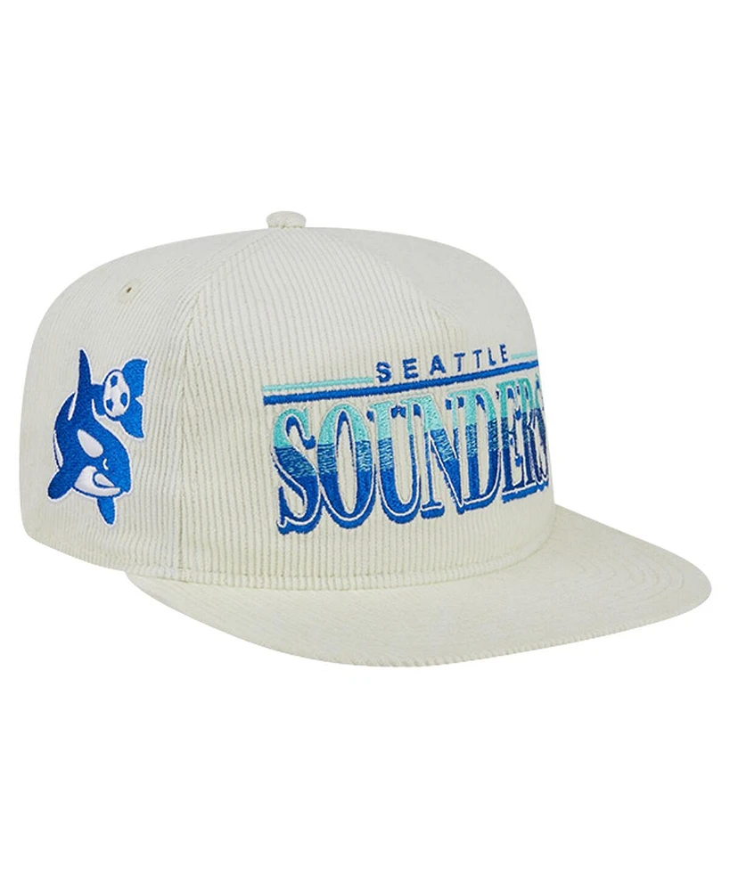 New Era Men's White Seattle Sounders Fc Throwback Corduroy Golfer Adjustable Hat