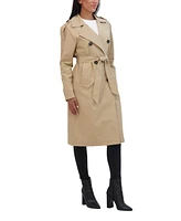 Sebby Collection Women's Belted Double Breasted Long Trench Coat