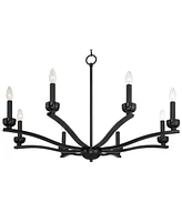 Franklin Iron Works Norwell Semi Gloss Black Chandelier Lighting 35 3/4" Wide Modern Industrial Geometric Curved Arms Candle 8-Light Fixture for Dinin