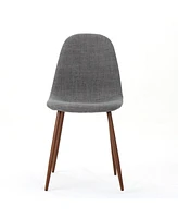 Modern Fabric & Metal Dining Chair With Wood Finish