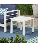 Contemporary Aluminum End Table With Frosted Glass Top