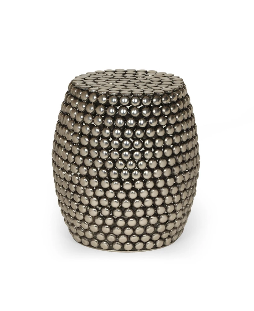 Simplie Fun Modern Textured Metal Accent Table With Studded Design