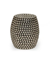 Simplie Fun Modern Textured Metal Accent Table With Studded Design