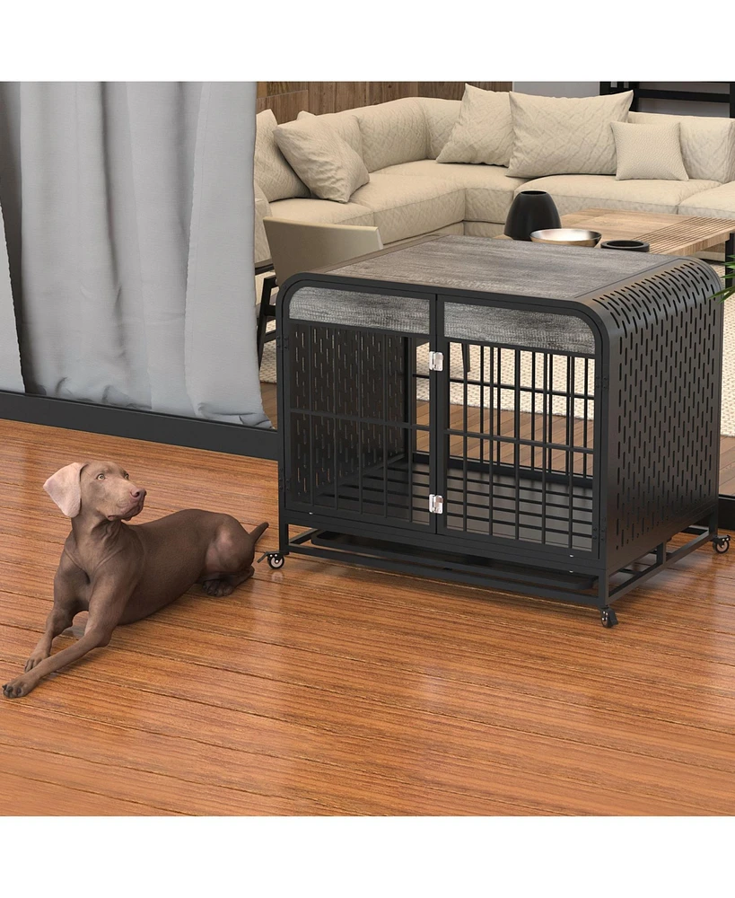 Simplie Fun Premium Dog Crate Furniture: Sturdy, Secure, Movable, Non-Toxic, Easy Assembly