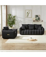 Simplie Fun Modern Teddy Sofa Combo: 3-Seater + 1-Seater