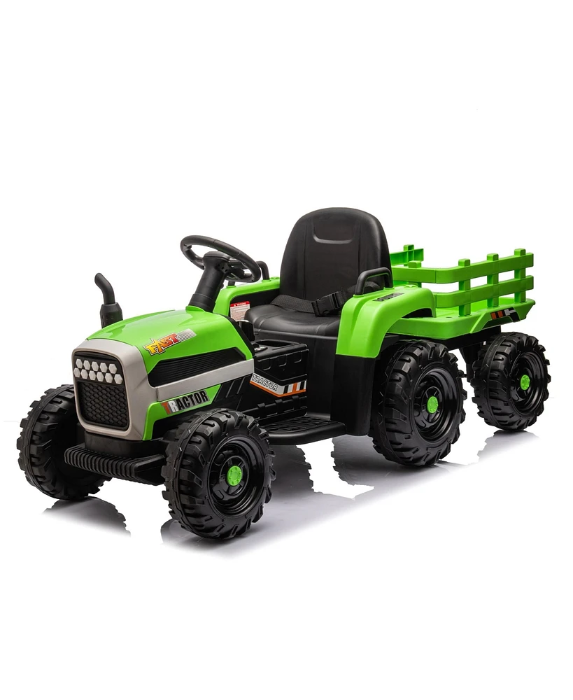 Streamdale Furniture 24V Electric Ride-On Tractor with Trailer, Remote Control, Music, Lights, Safety Belt