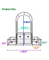 Streamdale Furniture Metal Garden Arch with Gate: 86.6"H x 79.5"W, Rust-Resistant, Easy Assembly