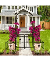 Streamdale Furniture Metal Garden Arch with Gate: 86.6"H x 79.5"W, Rust-Resistant, Easy Assembly