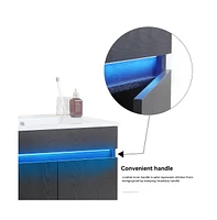 Modern 30" Bathroom Vanity with Radar Light, Storage, Metal Legs