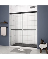 Streamdale Furniture Bypass Sliding Shower Door, 56"-60"W x 70"H, 1/4" Tempered Glass, Matte Black