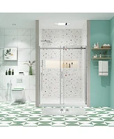 Simplie Fun Sliding Shower Door, 5/16" Tempered Glass, Polished Chrome, 56"-60"W x 74"H