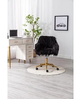 Simplie Fun Faux Fur Office Chair with Gold Base