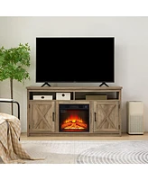 Simplie Fun Farmhouse Tv Stand with 18" Fireplace Insert for TVs up to 65