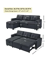 Streamdale Furniture Pull-Out Sectional Sofa with Storage Chaise and Sleeper