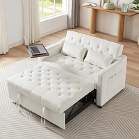 Cream Velvet Sofa Bed with Adjustable Positions