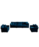 Streamdale Furniture Modern 3-Piece Sofa Set: Chenille Fabric, Blue