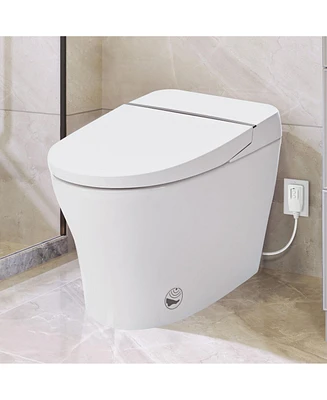 Simplie Fun Heated Seat Smart Toilet, Compact Dual Flush, Adjustable Temp Seat, Foot Sensor Flush