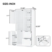 Tall Bathroom Storage Cabinet with Doors, Drawers, Shelves, Adjustable Shelf