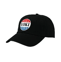 Marvel Men's Loki Red White and Blue Button Embroidered Black Cotton Twill Hat