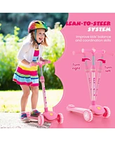 Costway 3-Wheel Kids Scooter Toddler Folding Balancing Kick Scooter with Light-up Led Wheel Light