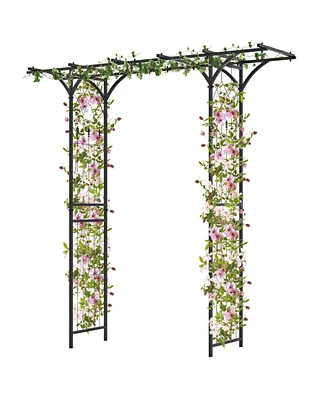 Slickblue 6.8 Feet Garden Arbor with Trellises for Climbing Plant Vine Rose