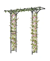 Slickblue 6.8 Feet Garden Arbor with Trellises for Climbing Plant Vine Rose