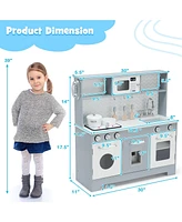 Sugift Wooden Kitchen Pretend Play Toy for Kids with Realistic Light and Sound