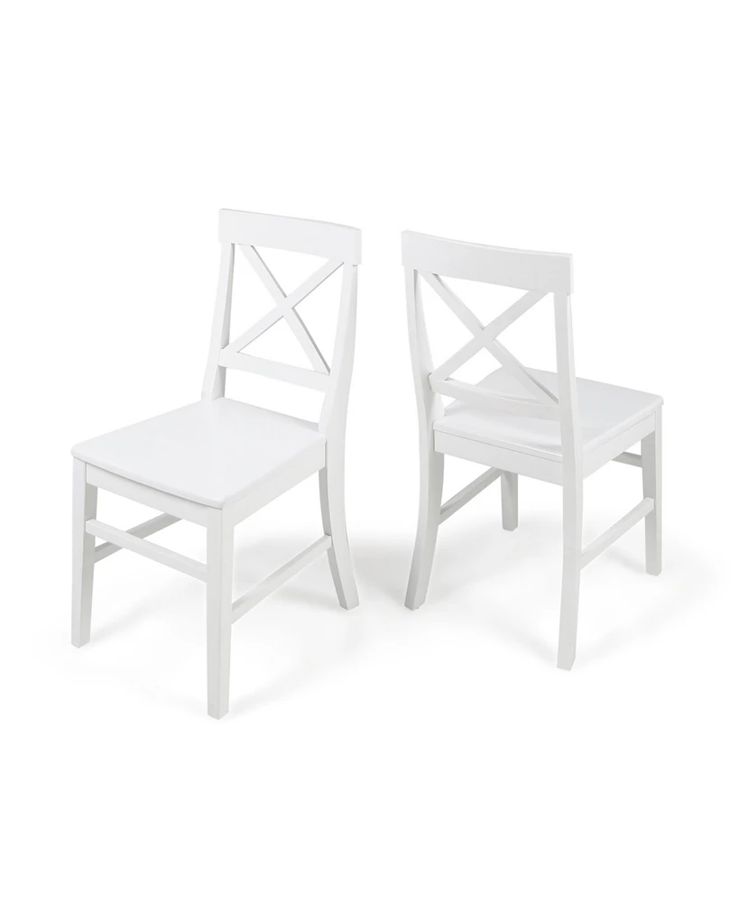 Simplie Fun Acacia Wood Farmhouse Dining Chairs, White