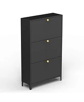 Streamdale Furniture 3-Drawer Steel Shoe Cabinet: Eco-friendly, Odor-Free, Ample Storage