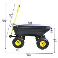 Folding Poly Garden Dump Truck, 10" Pneumatic Tires, 300 lb Capacity