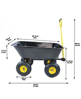 Streamdale Furniture Folding Poly Garden Dump Truck, Steel Frame, 10" Pneumatic Tires